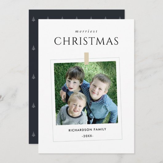 ミニマルカスタム家族の写真メリークリスマス シーズンカード (正面/裏面)