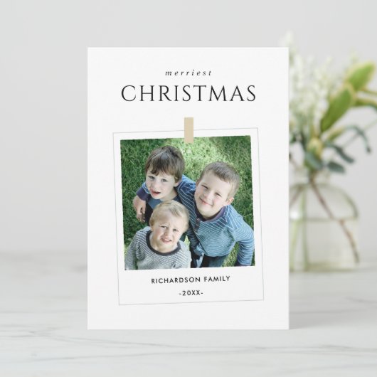 ミニマルカスタム家族の写真メリークリスマス シーズンカード (スタンド正面)