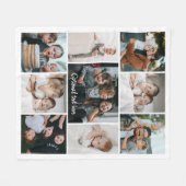 ミニマルカスタム文字9 Photo Collage Gift フリースブランケット (正面(横))
