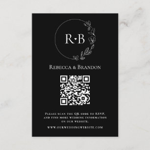 ミニマルカスタム白黒QRコードRSVP エンクロージャーカード