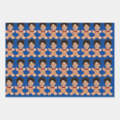 ミニマルカスタム顔フォトジンジャーブレッドクリスマス ラッピングペーパーシート (正面3)