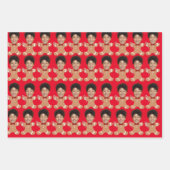 ミニマルカスタム顔フォトジンジャーブレッドクリスマス ラッピングペーパーシート (正面2)