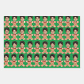 ミニマルカスタム顔フォトジンジャーブレッドクリスマス ラッピングペーパーシート (正面)