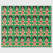 ミニマルカスタム顔フォトジンジャーブレッドクリスマス ラッピングペーパー (フラット)