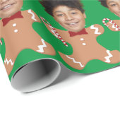 ミニマルカスタム顔フォトジンジャーブレッドクリスマス ラッピングペーパー (ロールコーナー)