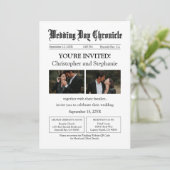 ミニマルカスタム2写真QRコード新聞結婚社 招待状 (スタンド正面)