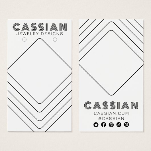 ミニマルカッコいいラインイヤリングジュエリー表示カード (正面&裏面)