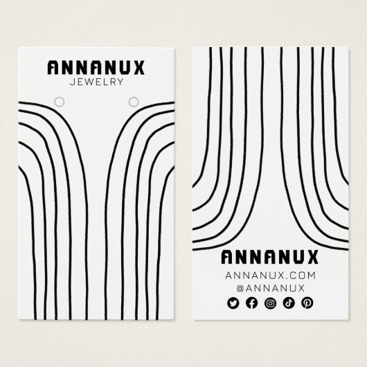 ミニマルカッコいいラインイヤリングジュエリー表示カード (正面&裏面)