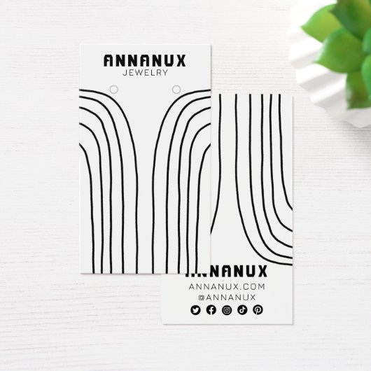 ミニマルカッコいいラインイヤリングジュエリー表示カード (デスク)