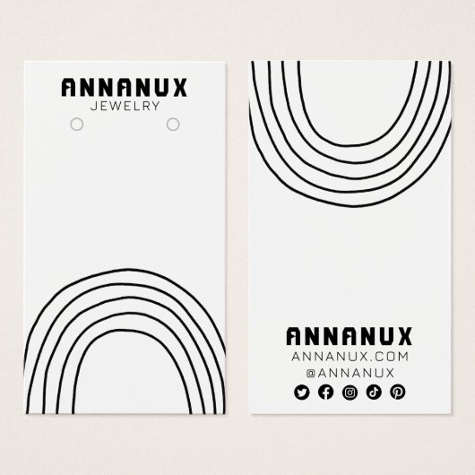 ミニマルカッコいいラインイヤリングジュエリー表示カード (正面&裏面)
