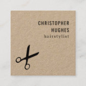 ミニマルカッコいいリストブラックシザークラフト美容師 スクエア名刺 (正面)