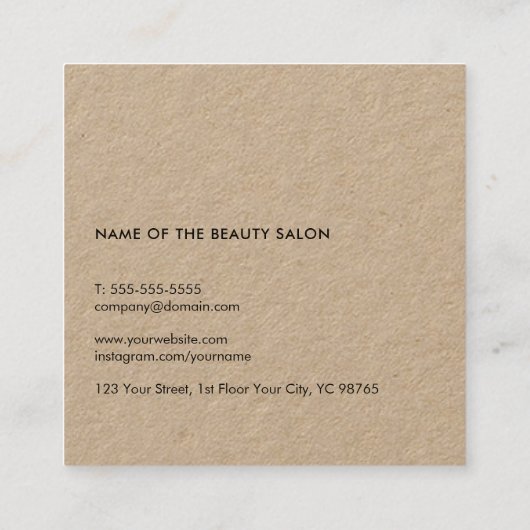 ミニマルカッコいいリストブラックシザークラフト美容師 スクエア名刺 (裏面)