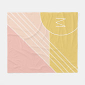 ミニマルカラフルカラーブロックカスタムモノグラム フリースブランケット (正面(横))