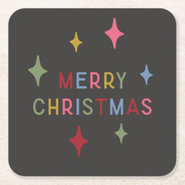 ミニマルカラフルス型メモダンリークリスマス スクエアペーパーコースター