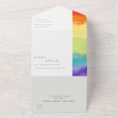 ミニマルカラフルプライドレインボー結婚のQRコード オールインワン招待状 (外側)