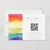 ミニマルカラフルプライドレインボー結婚のQRコード 出欠カード (正面)