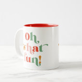 ミニマルカラフルリストオ何おもしろいレタリング ツートーンマグカップ (正面左)