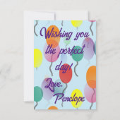 ミニマルカラフルリストバルーンハッピーバースデーカード カード (裏面)