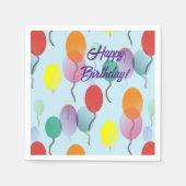 ミニマルカラフルリストバルーンハッピーバースデー スタンダードカクテルナプキン (正面)