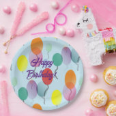 ミニマルカラフルリストバルーンハッピーバースデー ペーパープレート (パーティー)