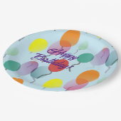 ミニマルカラフルリストバルーンハッピーバースデー ペーパープレート (アングル)