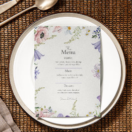 ミニマルカラフルリストワイルドフラワー結婚のメニュー