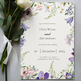 ミニマルカラフルリストWildflower Photo結婚's 招待状