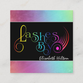 ミニマルカラフルレインボーおもしろいのロゴ スクエア名刺