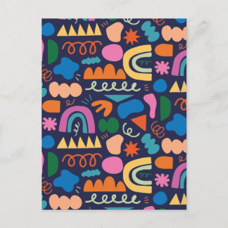 ミニマルカラフル抽象芸術 シーズンポストカード