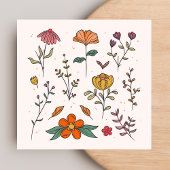 ミニマルカラフル花フェミニン清 スクエア名刺