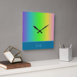 ミニマルカラフルlgbtqゲイプライド月 スクエア壁時計