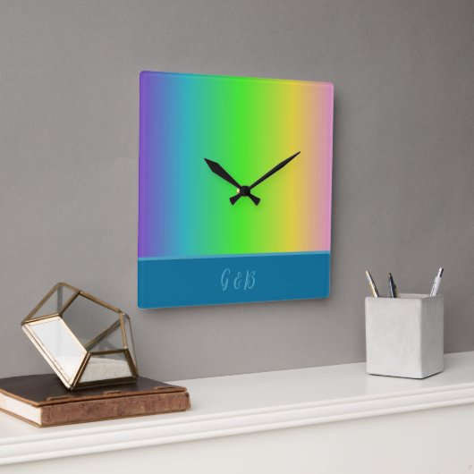 ミニマルカラフルlgbtqゲイプライド月 スクエア壁時計 (オフィス)