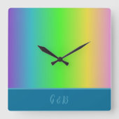 ミニマルカラフルlgbtqゲイプライド月 スクエア壁時計 (正面)