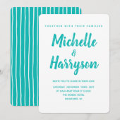 ミニマルカラーブルー結婚式招待状 招待状 (正面/裏面)