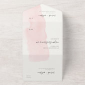 ミニマルカラー赤面ピンクモノグラム結婚ズ オールインワン招待状 (外側)
