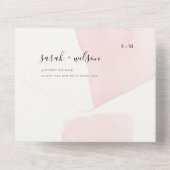 ミニマルカラー赤面ピンクモノグラム結婚ズ オールインワン招待状 (裏面)