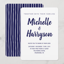 ミニマルカラー ネイビーブルー 結婚式招待状