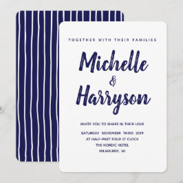 ミニマルカラー ネイビーブルー 結婚式招待状 招待状