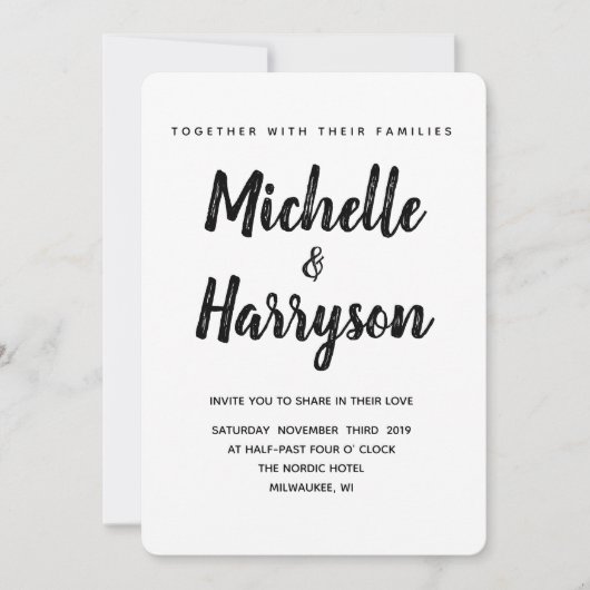 ミニマルカラー | ブラック | 結婚式招待状 招待状 (正面)