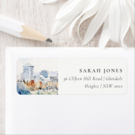 ミニマルカリフォルニア州サンノゼの水彩住所 ラベル