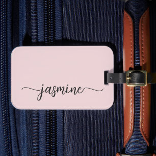 ミニマルガーリーシンプル赤面ピンク書道台本 ラゲッジタグ