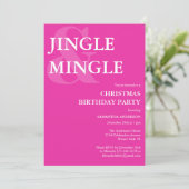 ミニマルガーリースピンククリスマス誕生日パーティー 招待状 (スタンド正面)