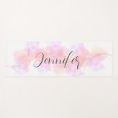 ミニマルガーリーリストの水彩色ピンクと金ゴールド白 ヨガマット (正面(横))