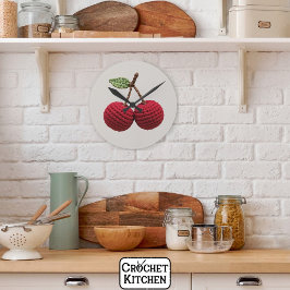 ミニマルガーリーリストクロチェットレッドさくらんぼサマーフレッシュ ラウンド壁時計