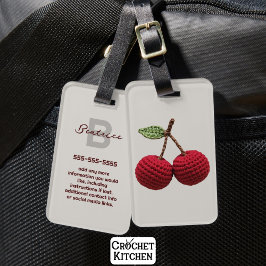 ミニマルガーリーリストクロチェットレッドさくらんぼサマーフレッシュ ラゲッジタグ