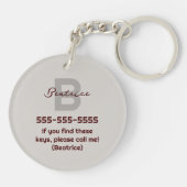 ミニマルガーリーリストクロチェットレッドさくらんぼモノグラム名 キーホルダー (裏面)