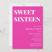 ミニマルガーリーリストピンクスイート16誕生日パーティー 招待状 (正面)