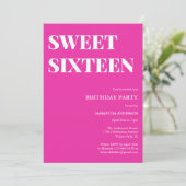 ミニマルガーリーリストピンクスイート16誕生日パーティー 招待状 (スタンド正面)
