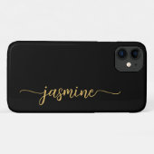 ミニマルガーリーリストブラック金ゴールドモノグラム名スクリプト Case-Mate iPhoneケース (裏面(横))
