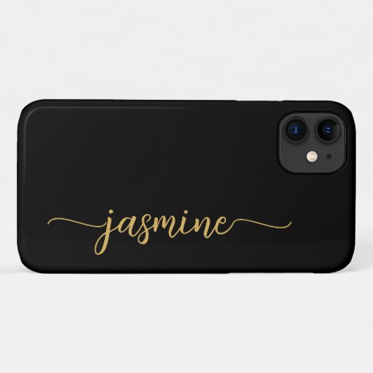 ミニマルガーリーリストブラック金ゴールドモノグラム名スクリプト Case-Mate iPhoneケース (裏面(横))